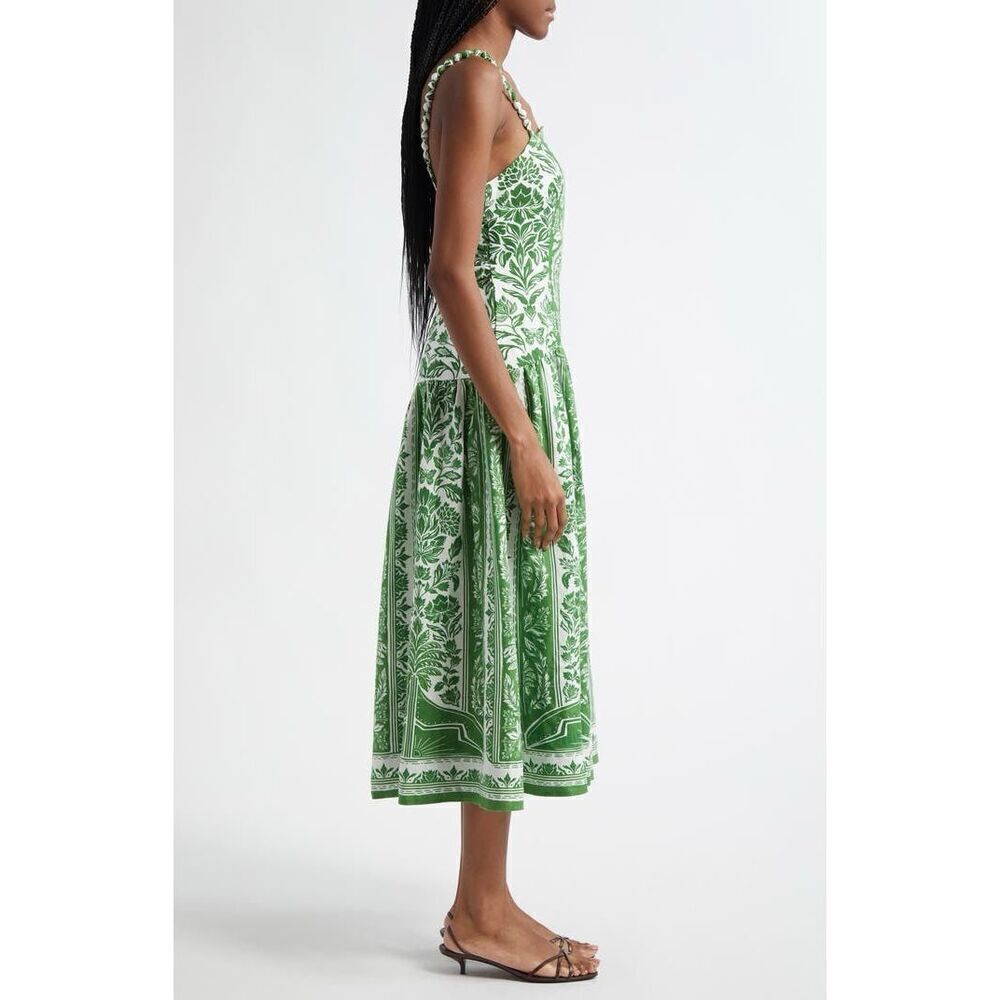FARM Rio Women's Green White Floral Delicate Tapestry Midi Dress Size Large NWOT - Picture 4 of 12